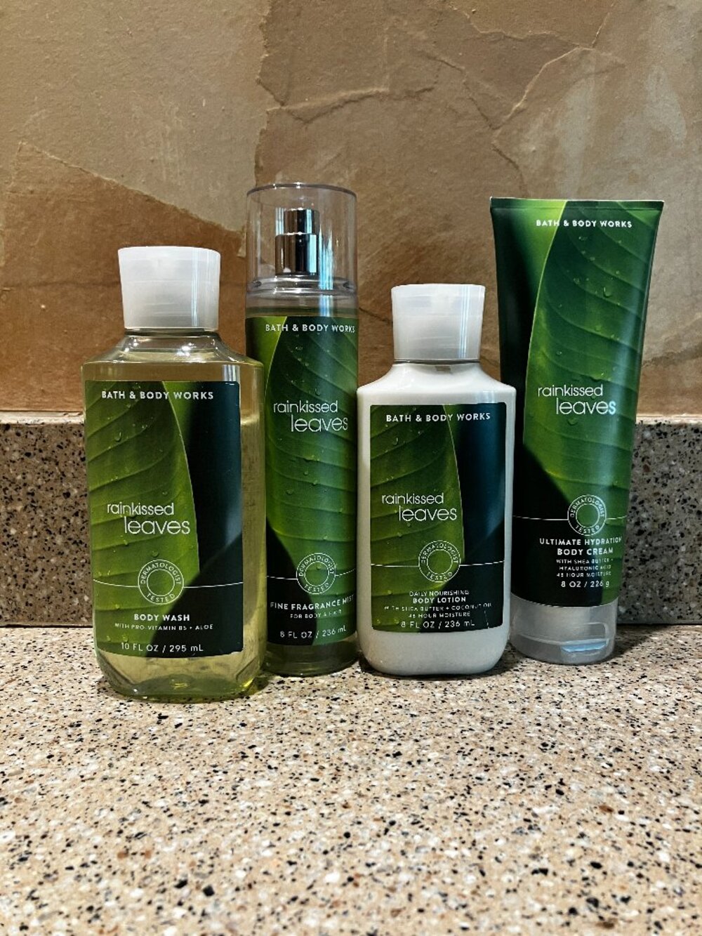 Bath & Body Works Rainkissed Leaves , Body Spray , Lotion , Shower Gel & Creme!